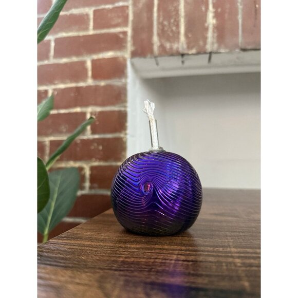 Iridescent Glass Oil Lamp with Wick - Picture 3 of 10